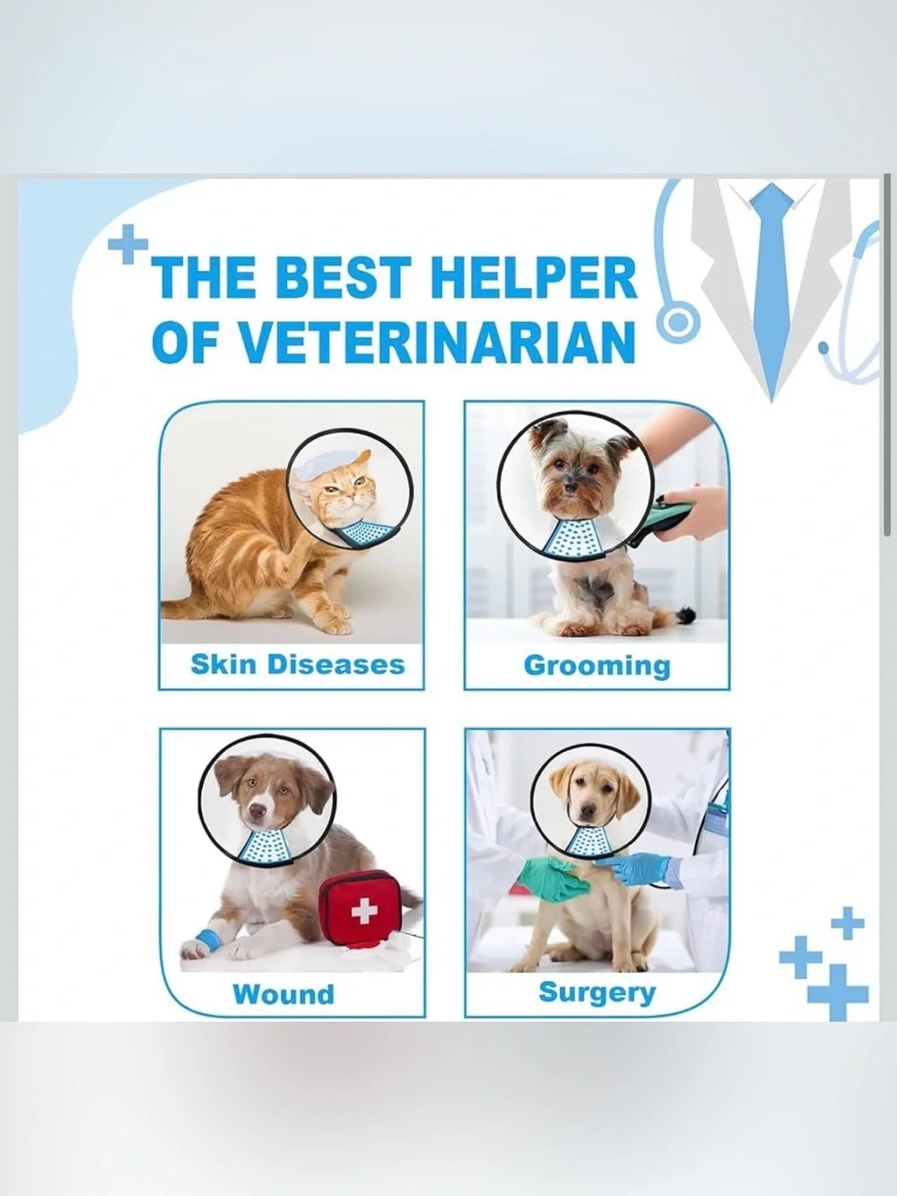 Supet Dog Cone Collar Adjustable After Surgery, Comfortable Pet Recovery Collar